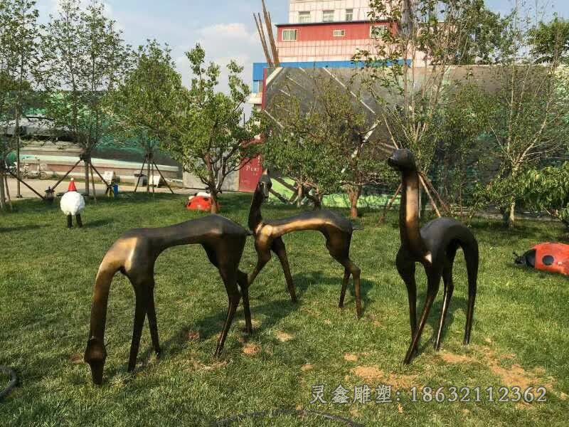 抽象小鹿别墅动物铜雕