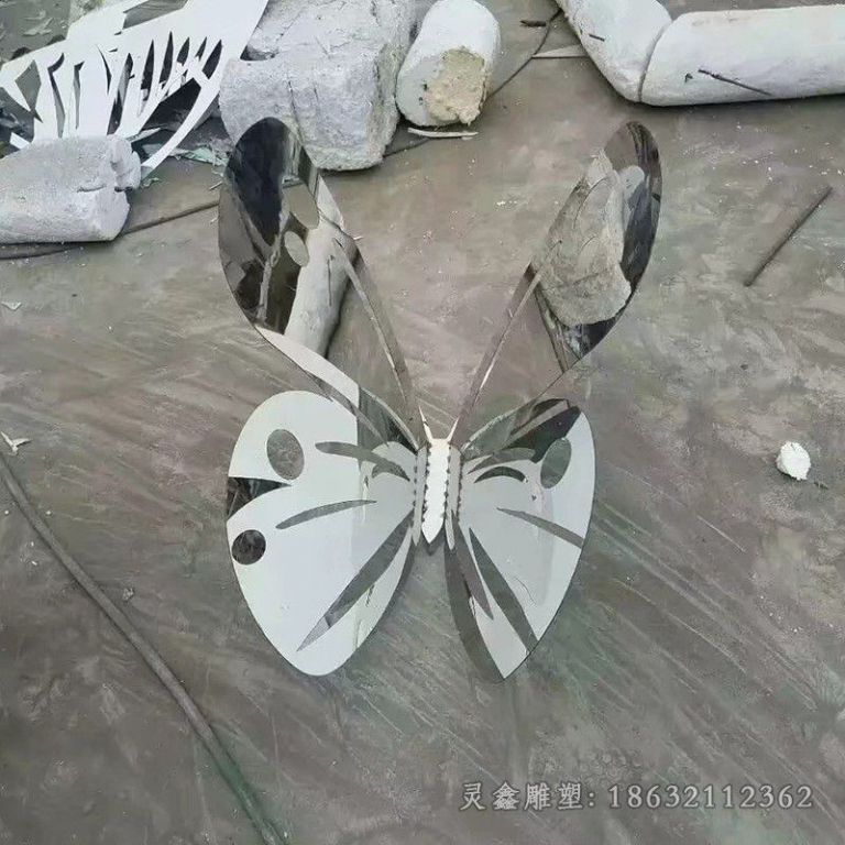 不锈钢动物蝴蝶街边雕塑