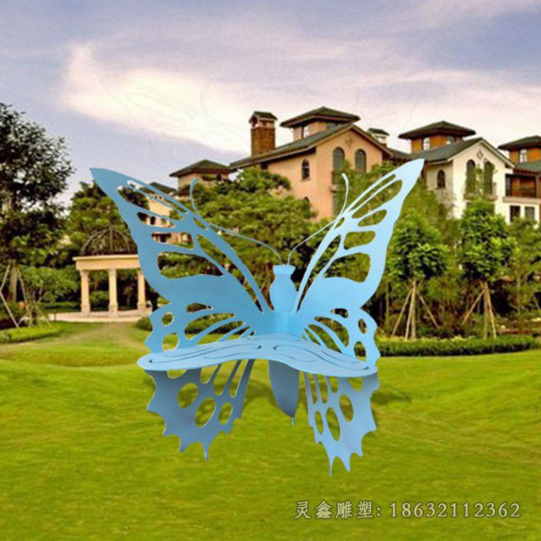 不锈钢蝴蝶彩绘景观雕塑