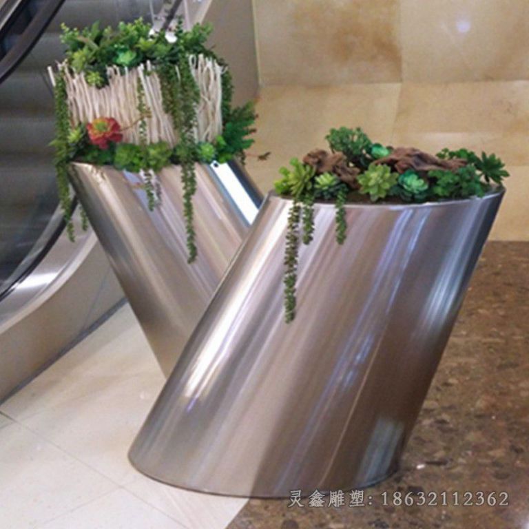 不锈钢花盆校园景观雕塑