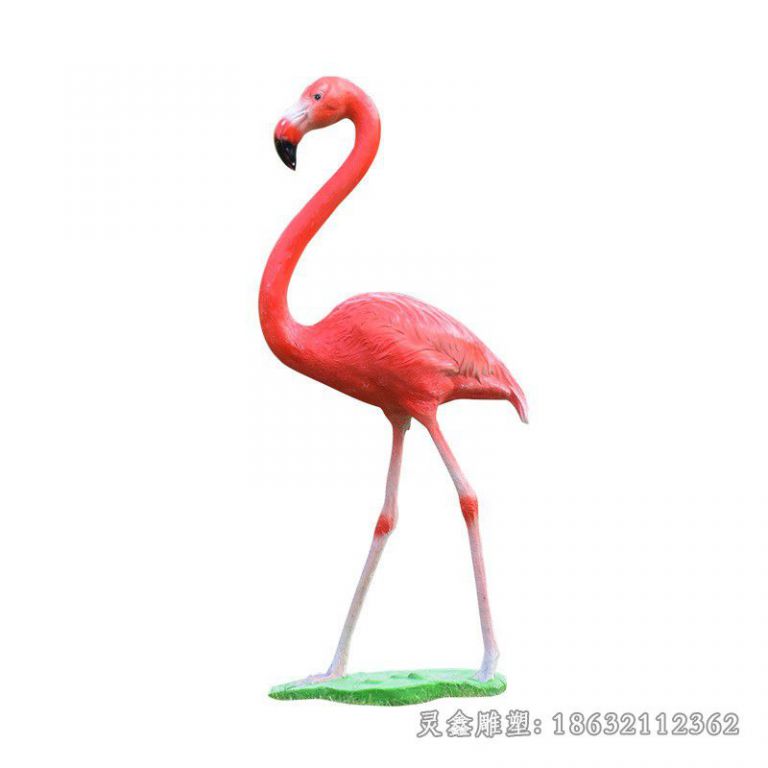 彩绘火烈鸟抽象不锈钢雕塑