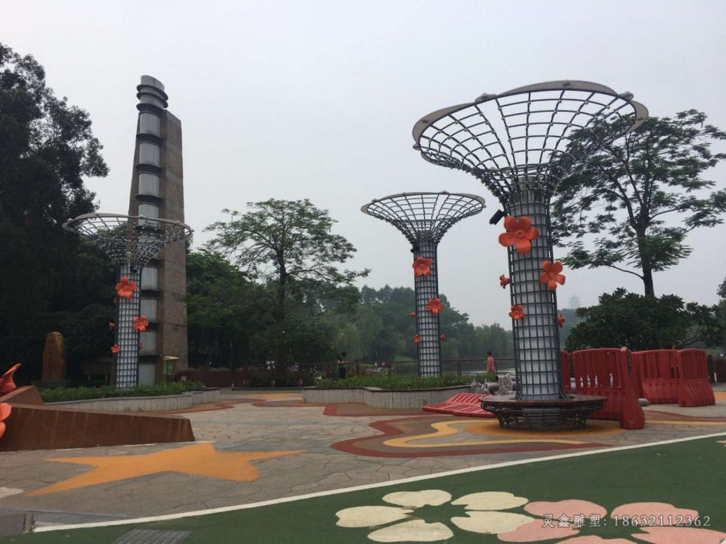 不锈钢廊架街边景观雕塑