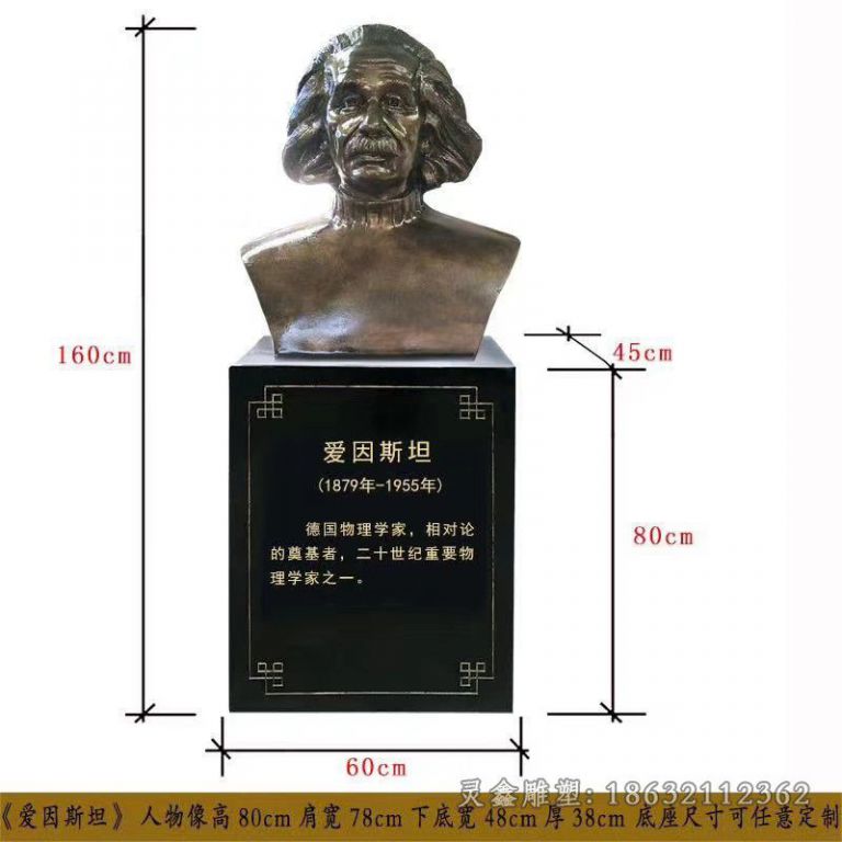 爱因斯坦胸像景观铜雕