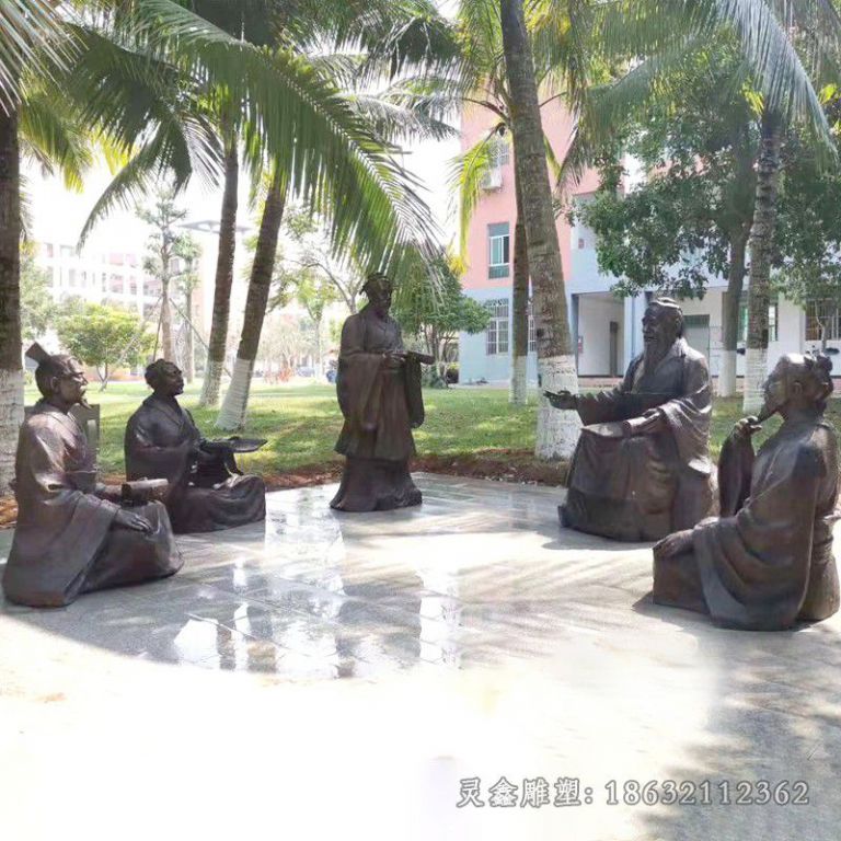 孔子讲学园林景观铜雕