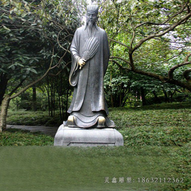 古代诸葛亮户外人物铜雕