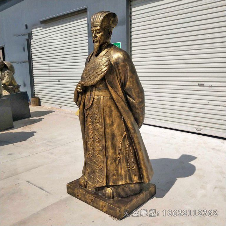 古代诸葛亮小区人物铜雕