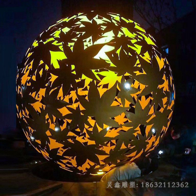 发光镂空球不锈钢雕塑