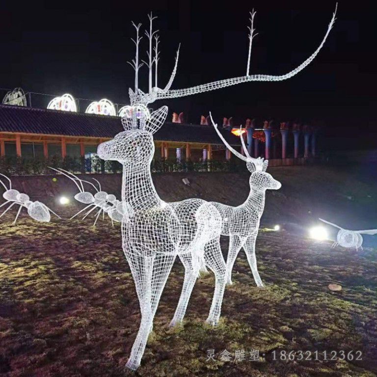 发光抬头鹿不锈钢雕塑