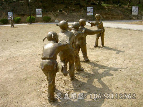 老鹰抓小鸡儿童游戏铜雕