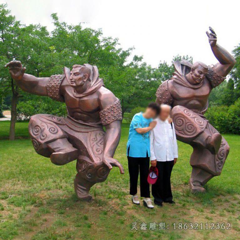 摔跤人物景观街边铜雕