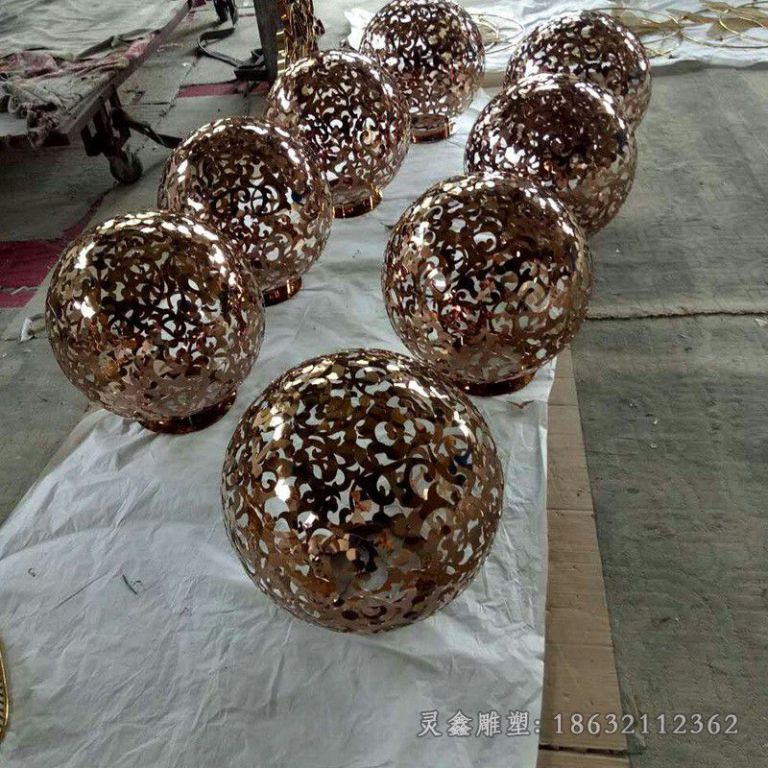 镂空球园林标志不锈钢雕塑