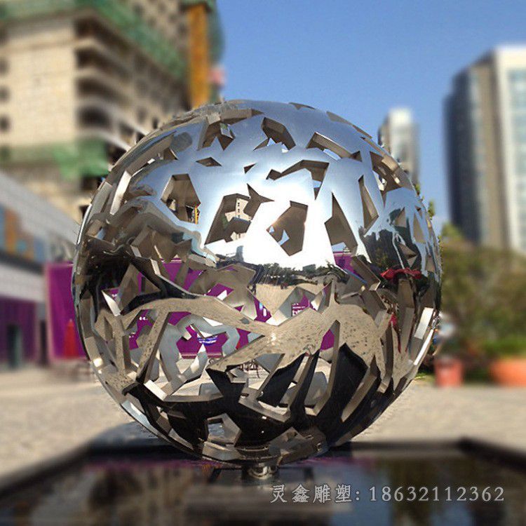 镂空球别墅标志不锈钢雕塑