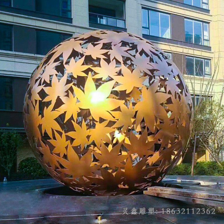 金色镂空球不锈钢雕塑