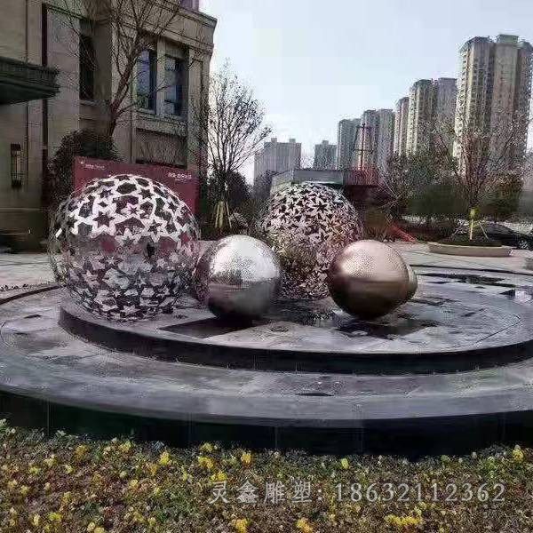 镂空球标志广场不锈钢雕塑