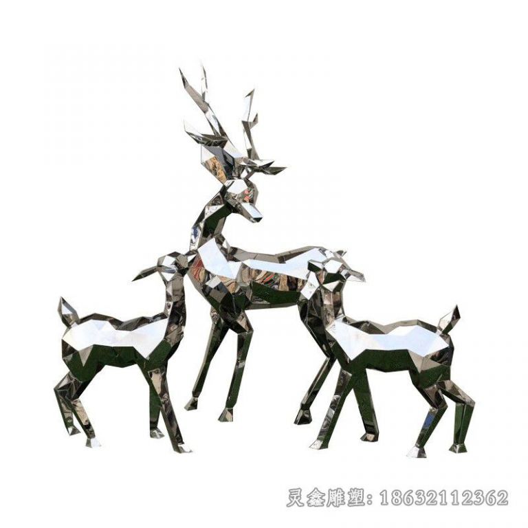 三只小鹿不锈钢小区雕塑