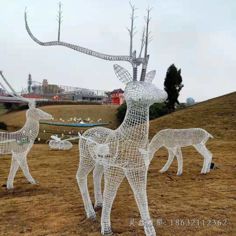 镂空鹿不锈钢商场雕塑