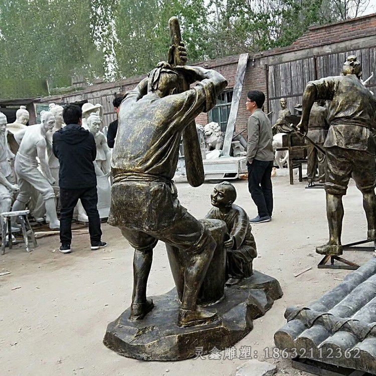 打糍粑景区人物铜雕