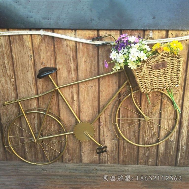 自行车彩绘标志铜雕