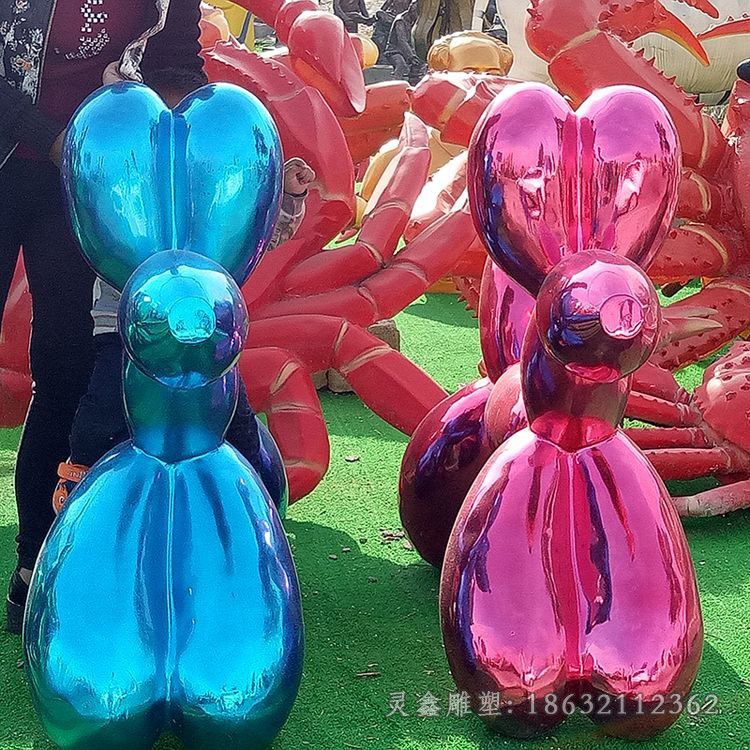 不锈钢气球狗景观雕塑