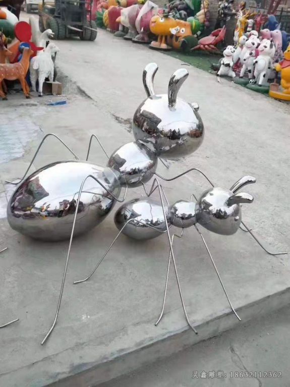 镜面蚂蚁不锈钢抽象雕塑