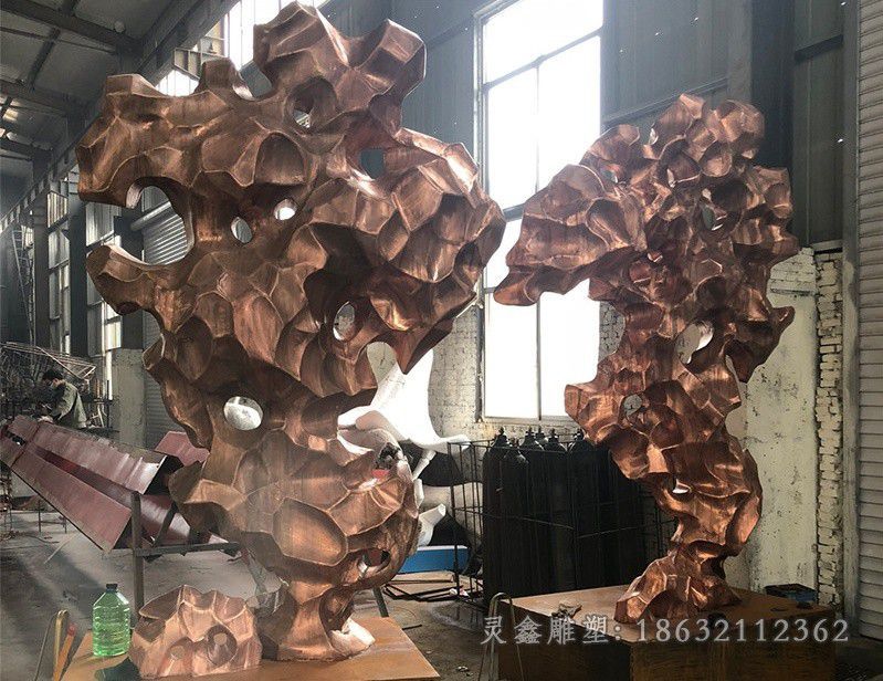 不锈钢太湖石景观标志雕塑