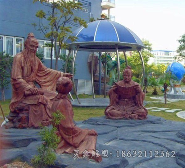 读书人物景观校园铜雕