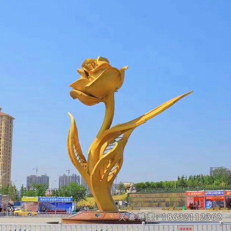 抽象花朵不锈钢校园雕塑