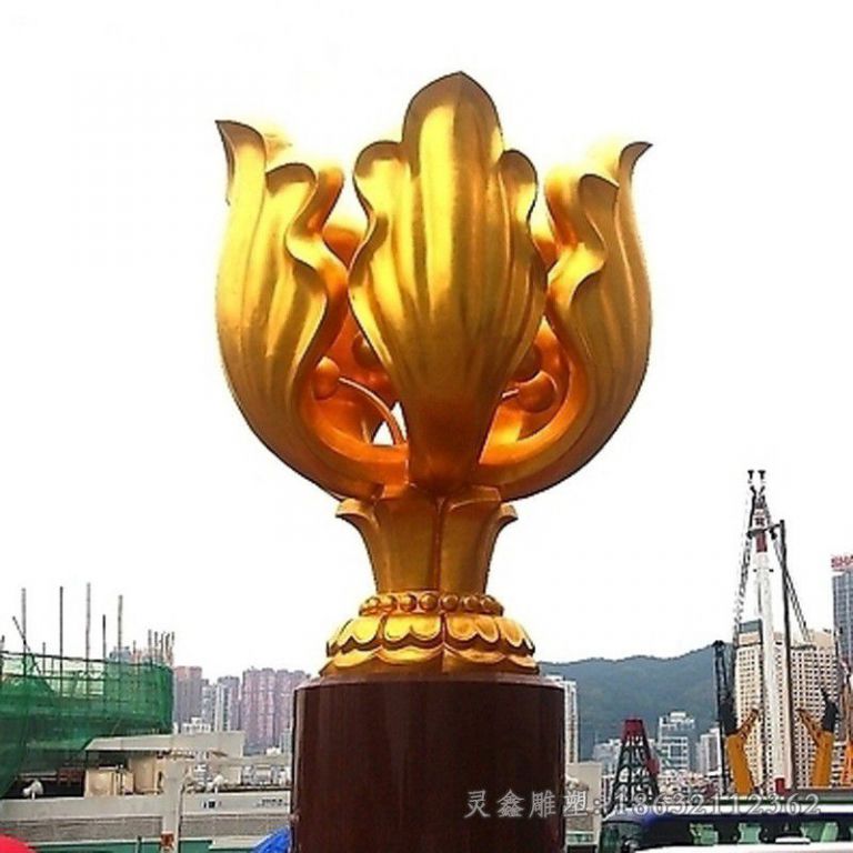 金色花朵不锈钢抽象雕塑