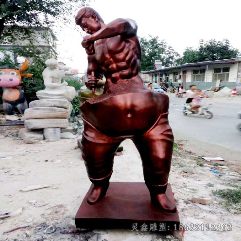 抽象人物小区标志铜雕