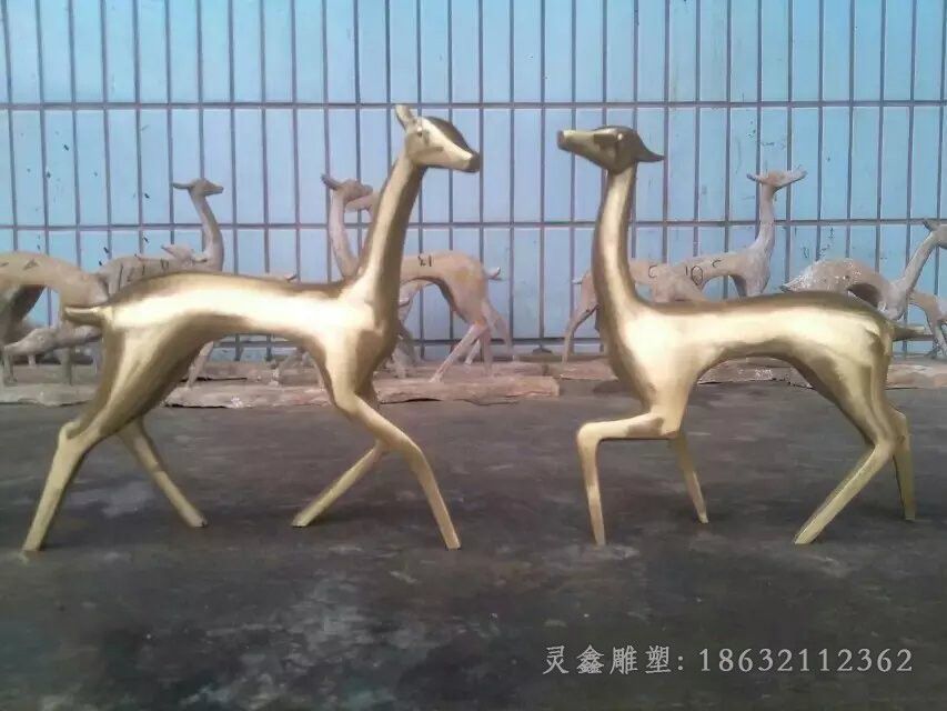 抽象小鹿动物标志铜雕