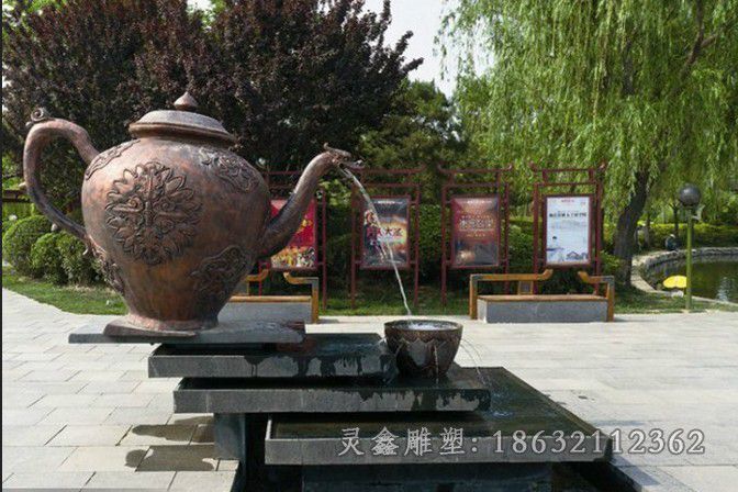 茶文化茶壶景区景观铜雕