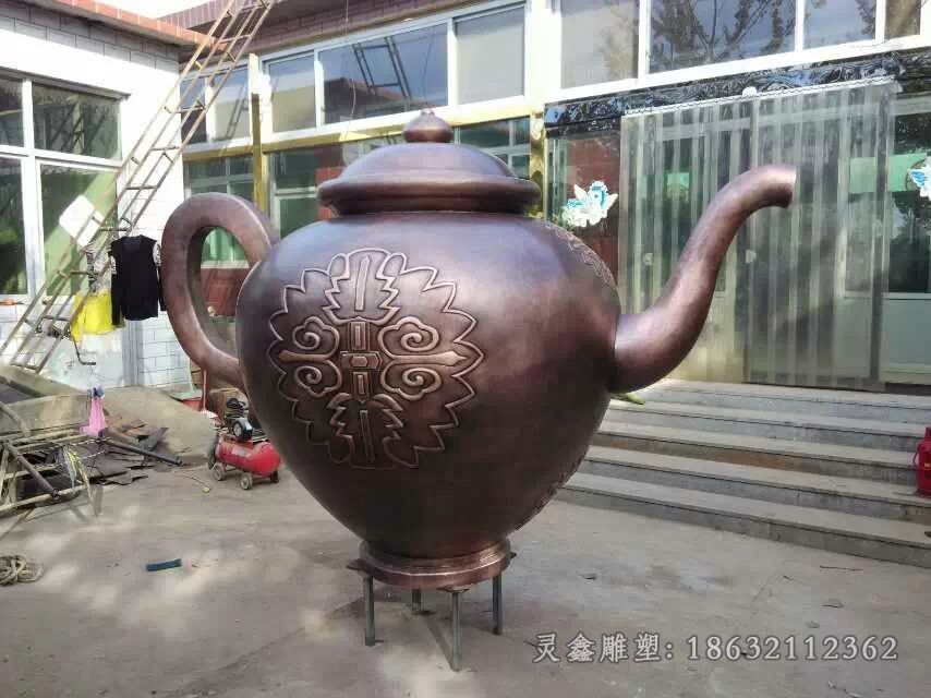茶文化茶壶商场景观铜雕
