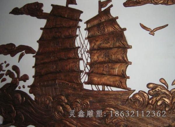 浮雕帆船标志景观铜雕