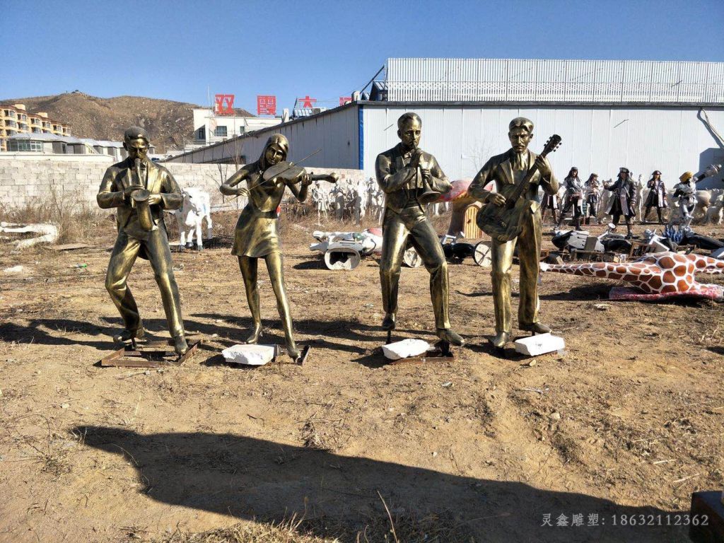 吹拉弹唱人物别墅铜雕
