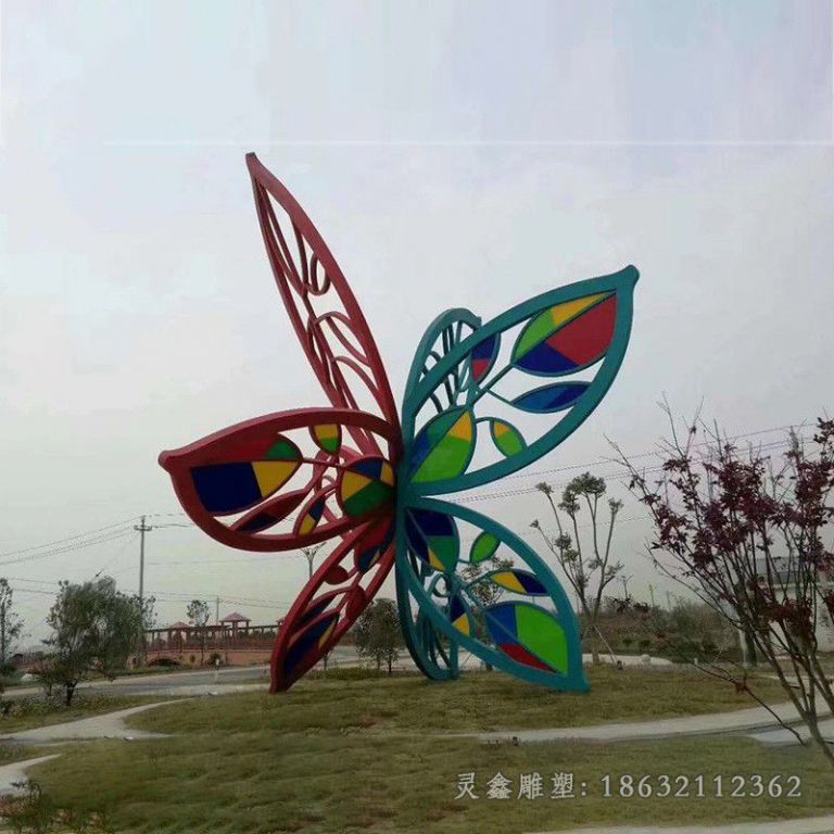 抽象树叶小区不锈钢雕塑