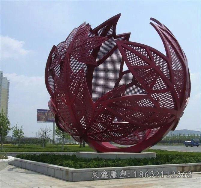 抽象树叶户外不锈钢雕塑