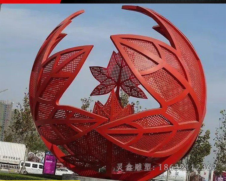 抽象树叶景区不锈钢雕塑