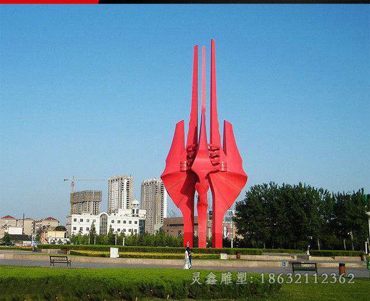 抽象树叶标志不锈钢雕塑