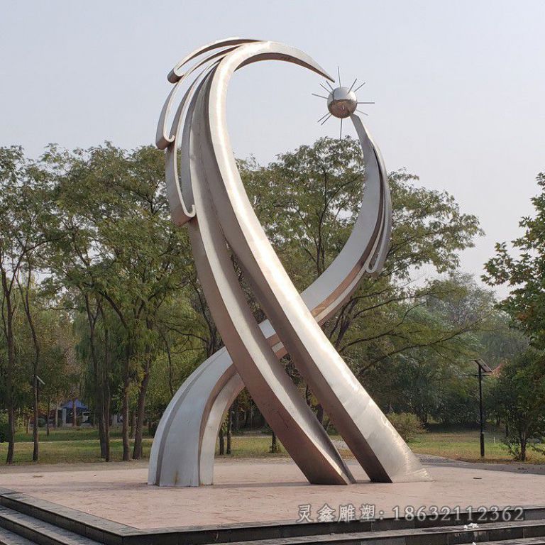 不锈钢异形圆环抽象雕塑
