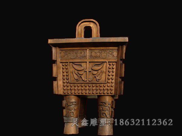 方形铜鼎景观标志铜雕