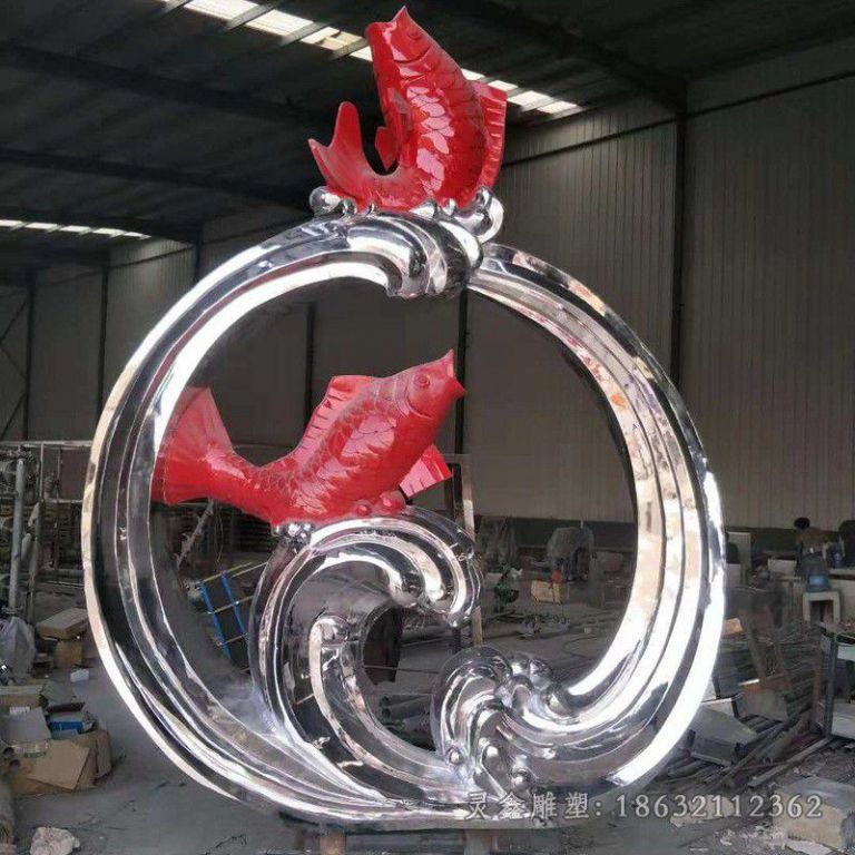 不锈钢彩绘鱼动物雕塑