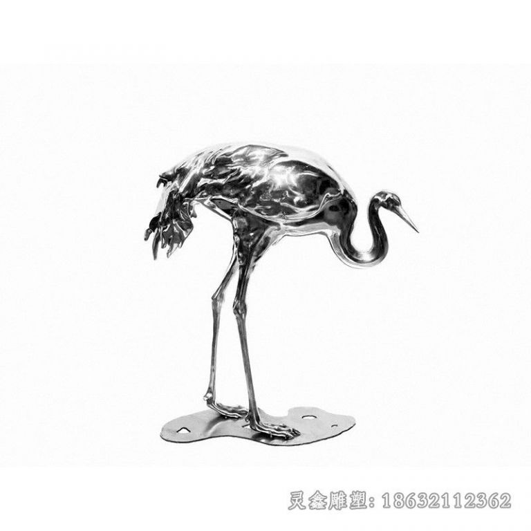 镜面仙鹤别墅不锈钢雕塑