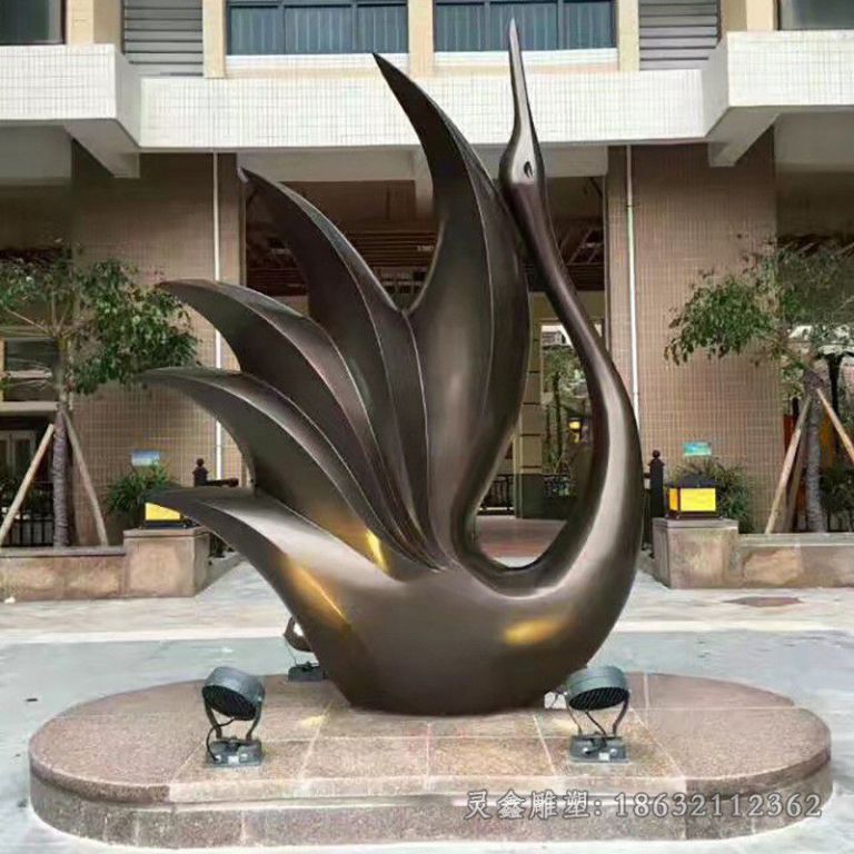 抽象仙鹤不锈钢景观雕塑