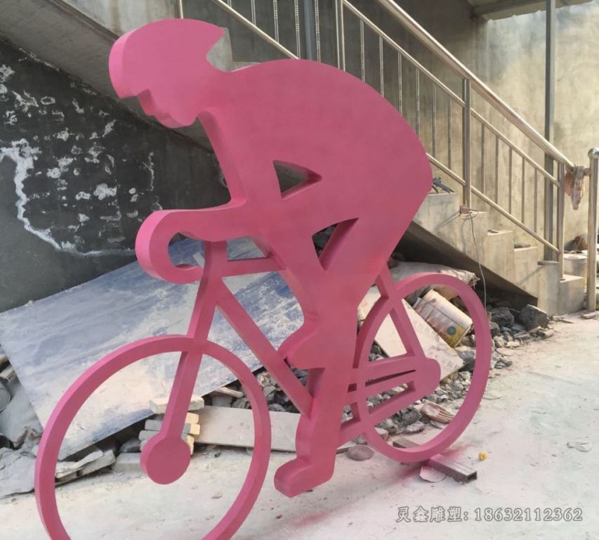 彩绘自行车不锈钢小区雕塑