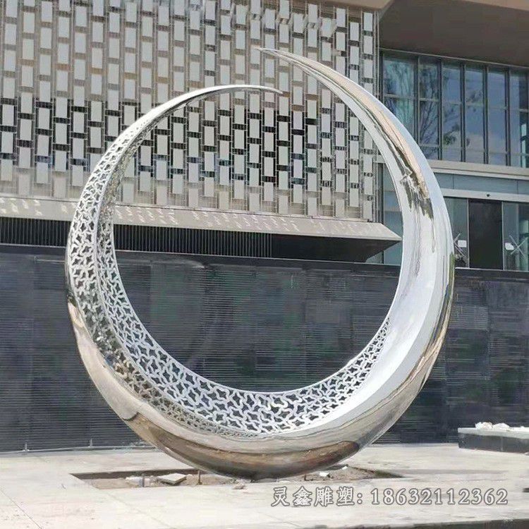 镂空月亮不锈钢标志雕塑