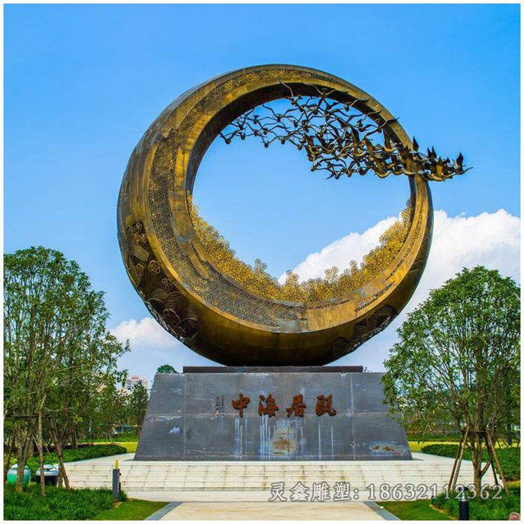 不锈钢月亮小区标志雕塑