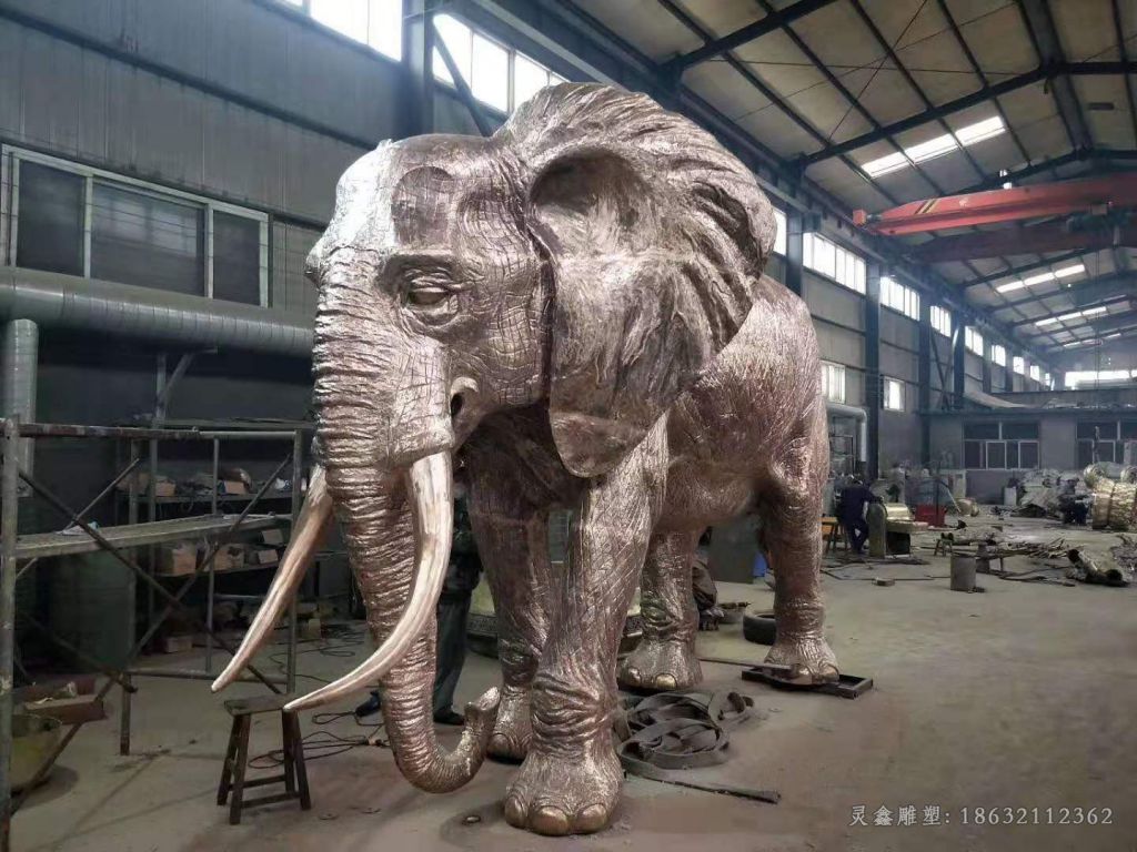 动物大象小区标志铜雕