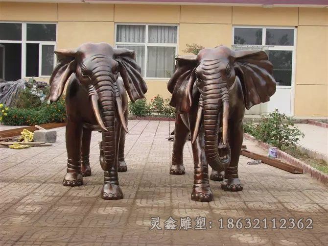 大象动物景观公园铜雕