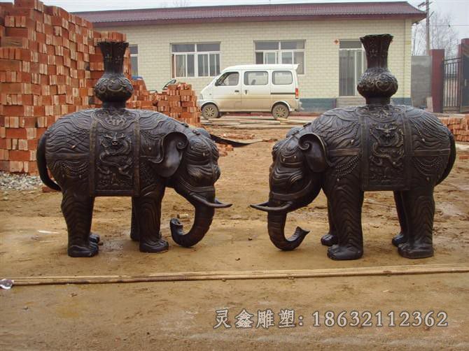 大象动物景观户外铜雕