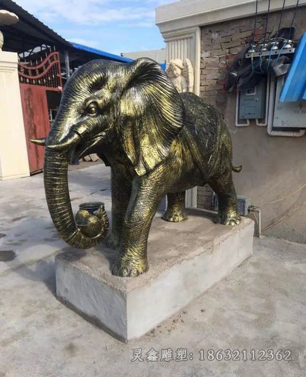 大象动物景观小区铜雕